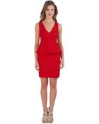 Badgley Mischka Belle Micro Twill Peplum Dress - Lyst