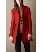 Burberry Double Wool Blend Twill Fitted Coat - Lyst