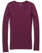 Tommy Hilfiger Long Sleeve Favorite V Neck Tee - Lyst