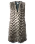 DKNY Faux Fur Long Vest - Lyst