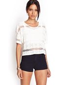 Forever 21 Striped Lace Top - Lyst
