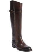 Gucci Brown Leather Horsebit Buckle Boots - Lyst