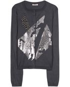 Bottega Veneta Metallic-Print Cardigan - Lyst