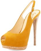 Giuseppe Zanotti Sharon Suede Peep-Toe Slingback Sandal - Lyst