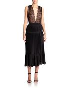 TOME Lace & Pleated Satin Gown - Lyst
