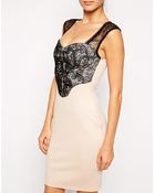 Lipsy Lace Top Body-Conscious Dress - Lyst