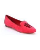 Alexander McQueen Dark Pink Suede 'Lennon' Sequined Skull Flats - Lyst