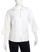 Go Silk Crisscross Stretch Poplin Long Sleeve Zip Shirt - Lyst