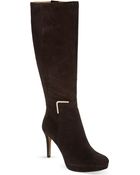 Nine West Evah Heeled Suede Knee-high Boots - Lyst