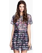 H&M Patterned Organza Blouse - Lyst