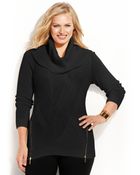 Inc International Concepts Plus Size Cable-Knit Zipper Sweater - Lyst