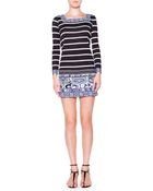 Emilio Pucci Long-sleeve Striped Square-border Dress - Lyst