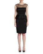David Meister Illusion Peplum Dress - Lyst