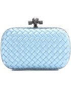 Bottega Veneta Knot Satin And Snakeskin Clutch - Lyst