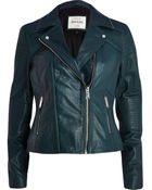River Island Dark Teal Leather Biker Jacket - Lyst