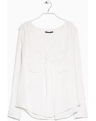 Violeta By Mango Ruffled Stripe-Patterned Blouse - Lyst