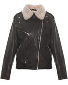 Etoile Isabel Marant Benny Leather Jacket With Shearling Collar - Lyst