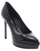 Saint Laurent Black Leather Pointed Toe Platform Pumps - Lyst