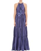 Lanvin Satin Tiered Halter Gown - Lyst