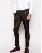 Selected Check Suit Pants In Skinny Fit - Lyst