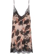 Carine Gilson Lace-Trimmed Printed Silk-Satin Chemise - Lyst