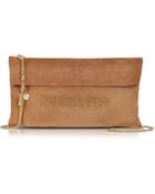 Patrizia Pepe Signature Clutch In Suede Leather W/Chain Shoulder Strap - Lyst