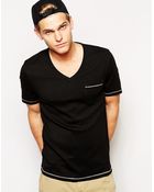 Asos T-Shirt With Ribbed Jersey And Contrast Stitching - Lyst
