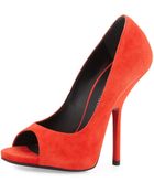 Giuseppe Zanotti Peep-Toe Suede Pump - Lyst