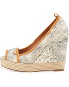 Tory Burch Majorca Snake-print Wedge - Lyst