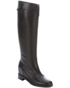 Christian Louboutin Black Leather 'Foresta Flat' Knee-High Boots - Lyst