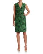 Calvin Klein Belted Jacquard Dress - Lyst