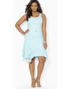 Ralph Lauren Lauren Plus Sleeveless Belted Dress - Lyst
