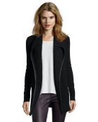 Vince Black Wool And Cashmere Rib Knit Open Front Drape Cardigan - Lyst
