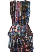 McQ by Alexander McQueen Digital Print Satin Peplum Dress - Lyst