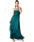 Adrianna Papell Petite Sleeveless Beaded Tiered Gown - Lyst