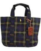 Polo Ralph Lauren Handbag Tote Medium Washed Canvas Tartan Print - Lyst