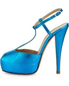 Giuseppe Zanotti Metallic Leather Peep-Toe Platform Sandal - Lyst