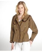 Burberry Brit Olive Green Cotton Studded Hooded Jacket - Lyst
