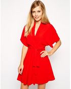 Asos Skater Dress With Kimono Sleeves And Fixed Waist - Lyst