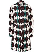 MSGM Silk Argyle Shirtdress - Lyst