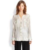 L'Agence Silk Two-Pocket Blouse - Lyst