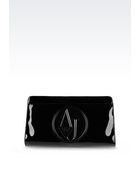 Armani Jeans Clutch In Faux Patent Leather With Charm - Lyst