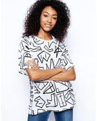 Asos Oversized Tshirt in Sketchy Print - Lyst