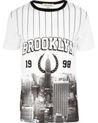 River Island White Brooklyn Vertical Stripe Print T-Shirt - Lyst