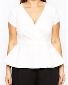 Asos Curve Exclusive Wrap Peplum Top In Floral - Lyst