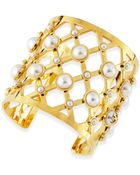 Tory Burch Wide Lattice Pearly Cuff - Lyst