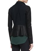 Veronica Beard Leather/Ponte Peplum Moto Jacket - Lyst