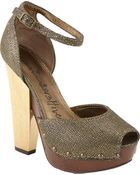 Lanvin Metallic Anklestrap Platform Sandals - Lyst