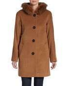 Ellen Tracy Hooded Fox Fur-Trimmed Coat - Lyst