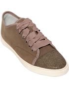 Lanvin Suede Sneakers with Printed Toe - Lyst